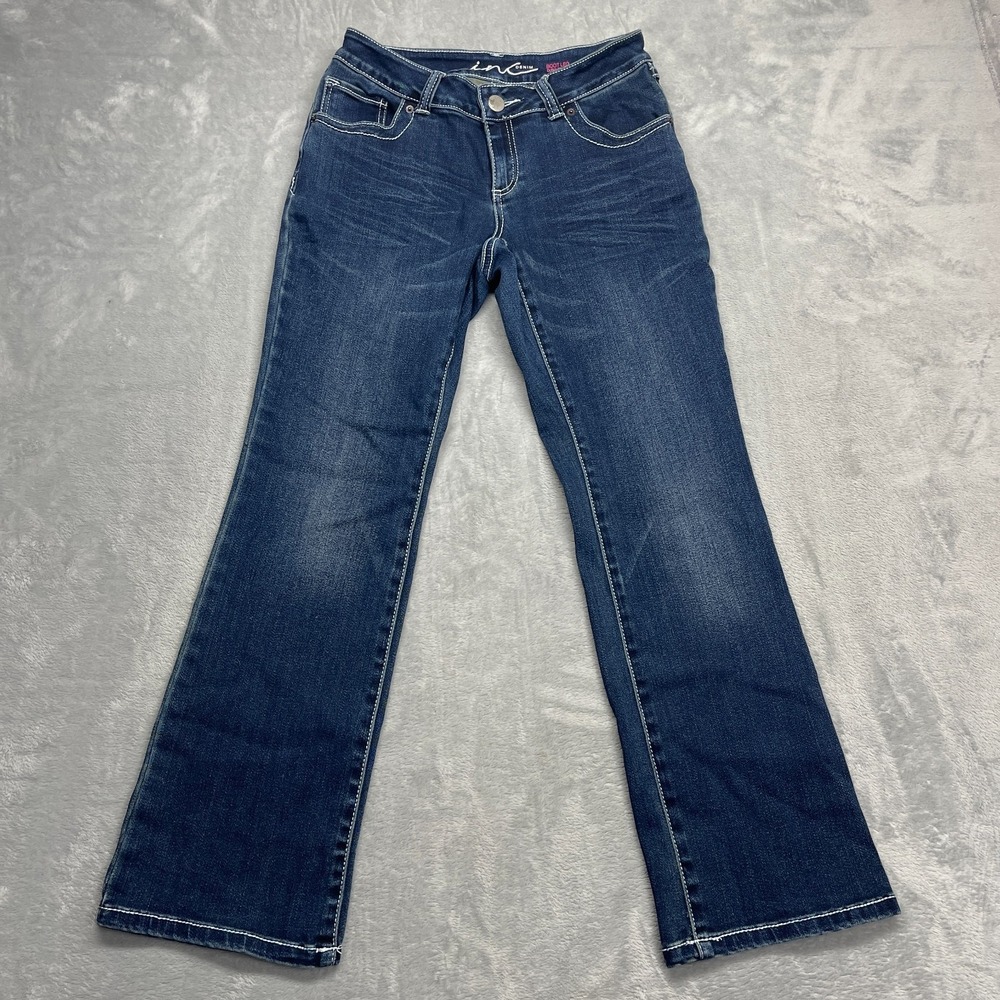 INC Jeansβ Womens 6P (28x29) Blue Denim Faded Stretch Curvy Fit Bootcut Leg Y2k